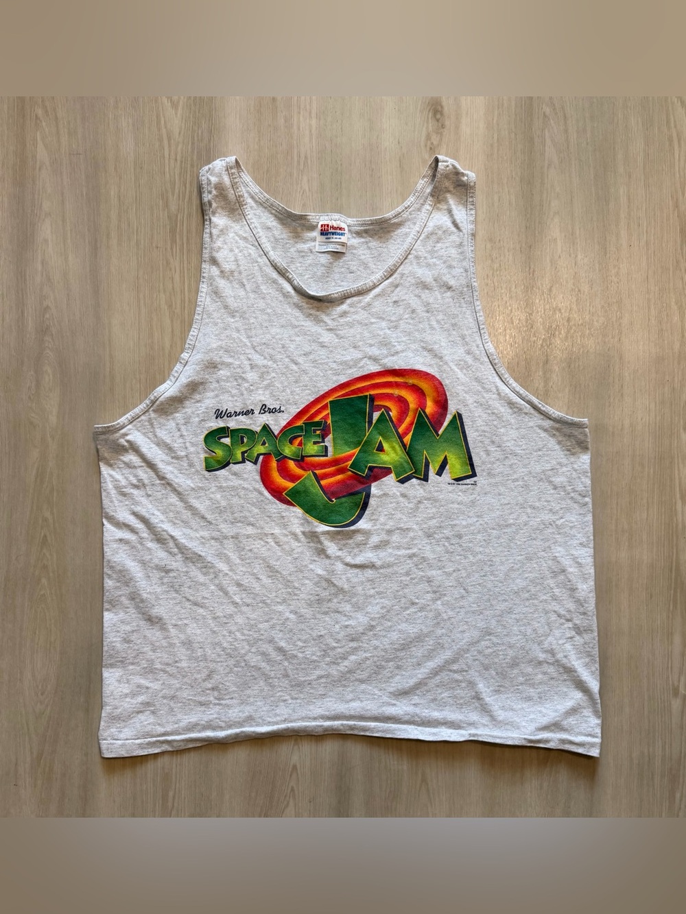 Vintage 1996 Space Jam Movie Promo Tank Top Adult Large Gray Jordan Warner Tee